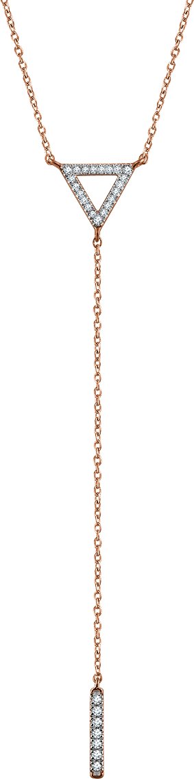 14K Rose 1/6 CTW Natural Diamond Triangle & Bar  16-18"  Y Necklace 