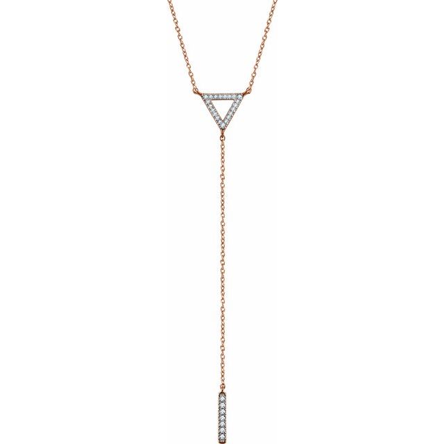 14K Rose 1/6 CTW Natural Diamond Triangle & Bar Y 16-18" Necklace
