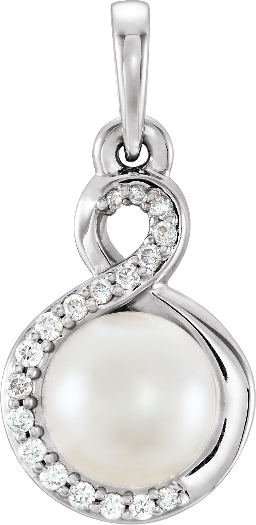 Sterling Silver Cultured Freshwater Pearl & .07 CTW Natural Diamond Pendant