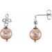 Sterling Silver Cultured Pink Freshwater Pearl Dangle Earrings