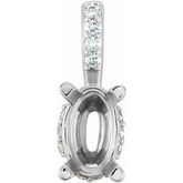 Oval 4-Prong Accented Basket Pendant  