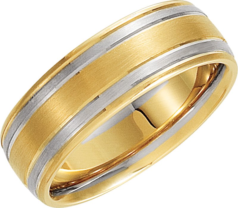 14K Yellow/White 7 mm Grooved Band Size 9