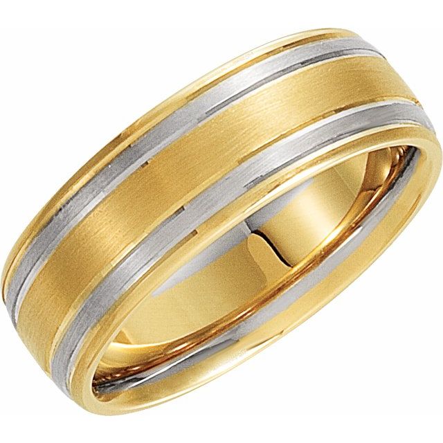 14K Yellow/White 7 mm Grooved Band Size 9