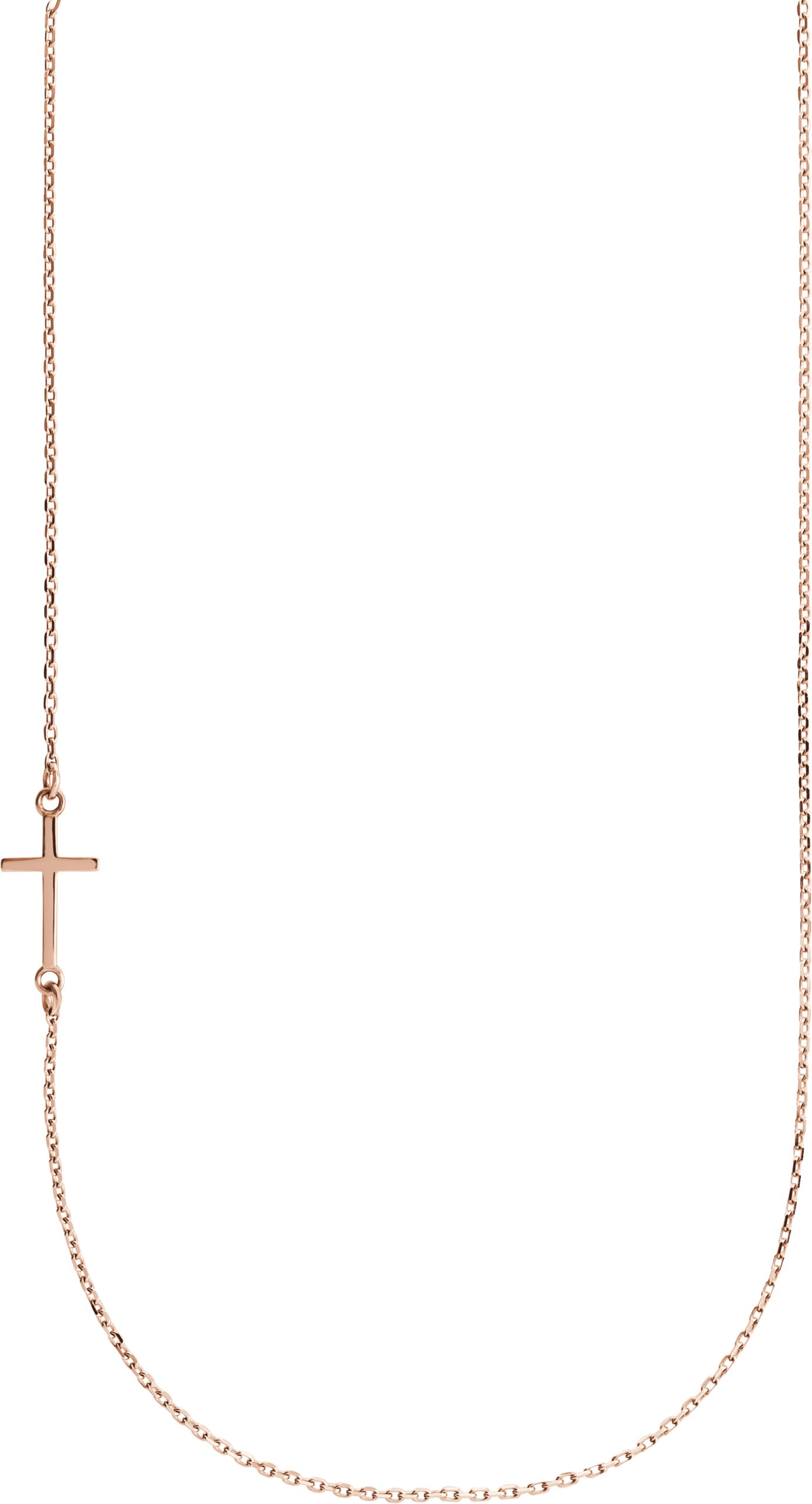 14K Rose Off Center Sideways Cross 16 inch Necklace Ref. 12840247