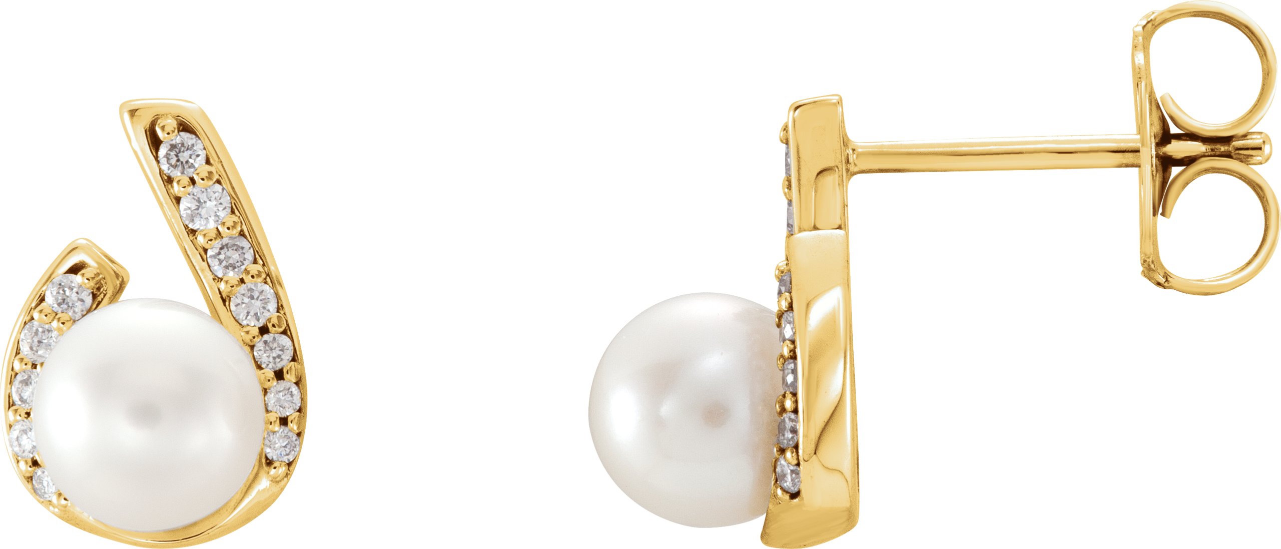 14K Yellow Freshwater Pearl and .10 CTW Diamond Earrings Ref. 12732377