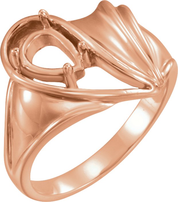 14K Rose 7x5 mm Pear Solitaire Ring Mounting 