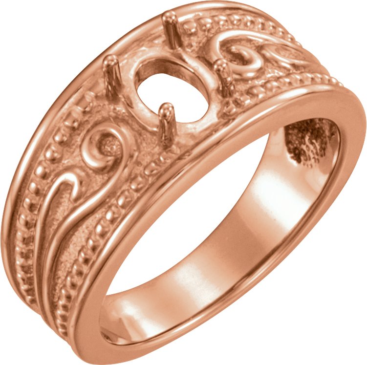 14K Rose 7x5 mm Oval Bezel-Set Ring Mounting
