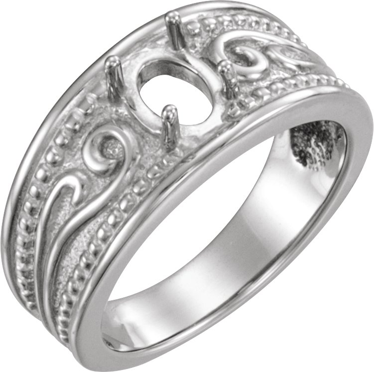 Platinum 7x5 mm Oval Bezel-Set Ring Mounting