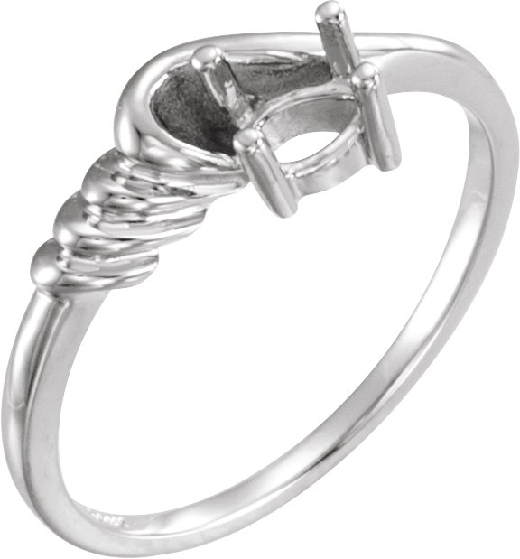 14K White 6x4 mm Pear Solitaire Ring Mounting 