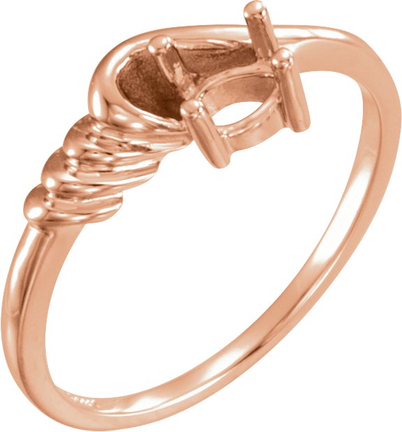 14K Rose 6x4 mm Pear Solitaire Ring Mounting 