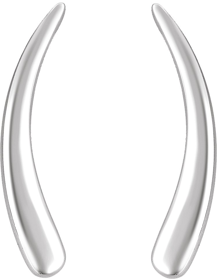 14K White Curved Ear Climbers