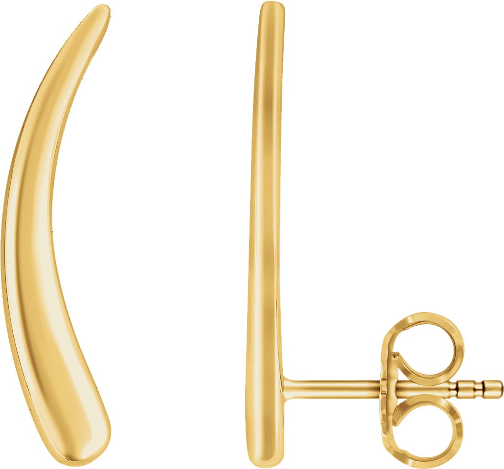 14K Yellow Curved Ear Climbers
