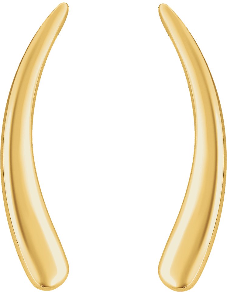 14K Yellow Curved Ear Climbers