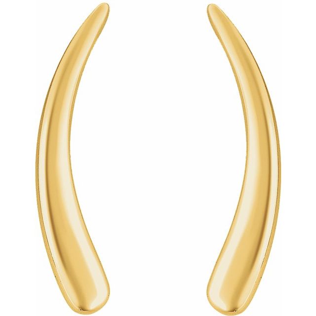 14K Yellow Curved Ear Climbers