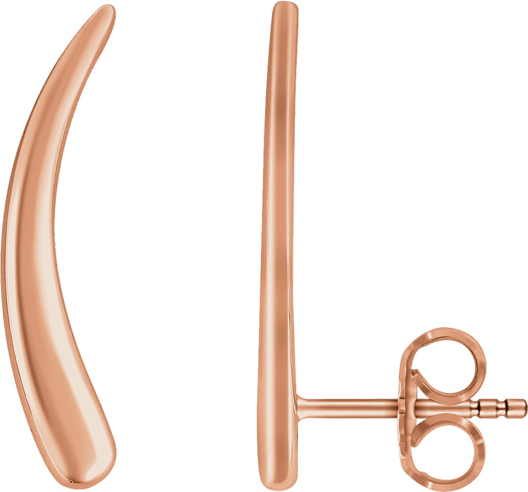 14K Rose Curved Ear Climbers