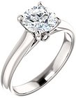 14K White 7 mm Round Solitaire Engagement Ring Mounting