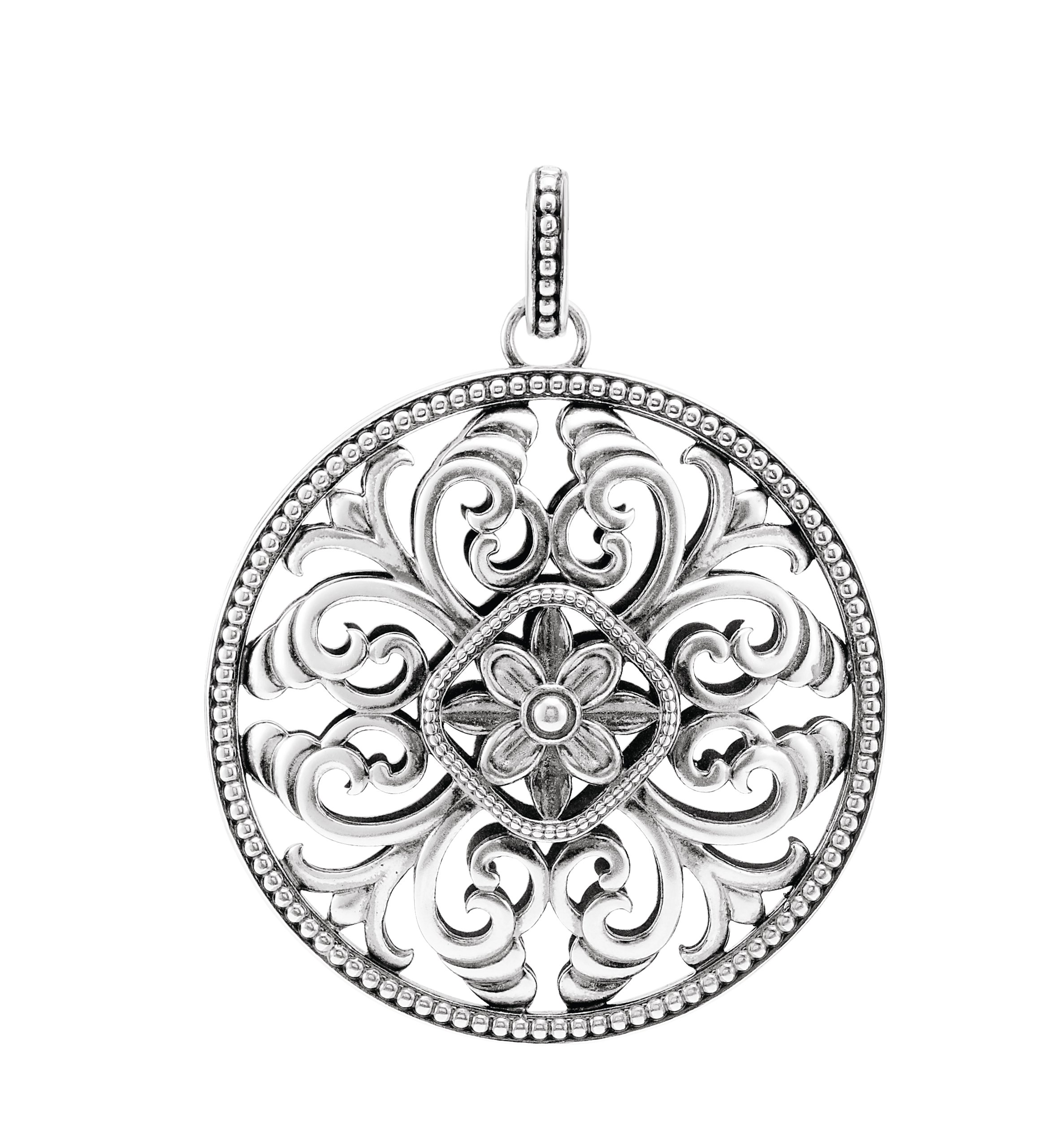Sterling Silver 59.2x45.9 mm  Floral Pendant