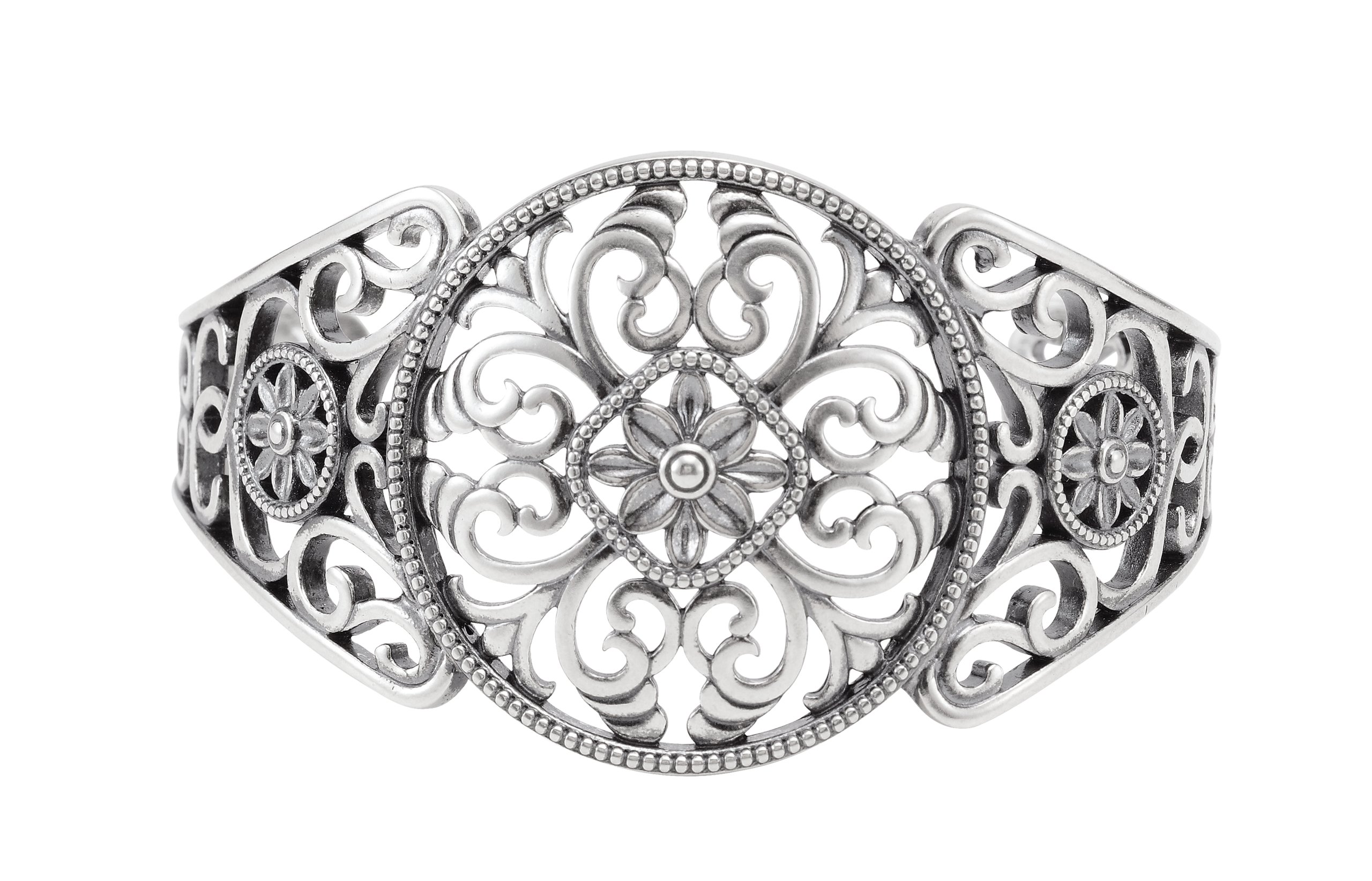 14K White Filigree Cuff Bracelet