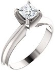 14K White 4.5x4.5 mm Square 4-Prong Light Solitaire Engagement Ring Mounting