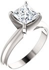 14K White 6x6 mm Square 4-Prong Light Solitaire Engagement Ring Mounting