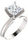14K White 6.5x6.5 mm Square 4-Prong Light Solitaire Engagement Ring Mounting