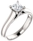 14K White 4.5x4.5 mm Square Accented Engagement Ring Mounting