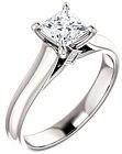 14K White 5x5 mm Square Accented Engagement Ring Mounting