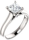 14K White 5.5x5.5 mm Square Accented Engagement Ring Mounting