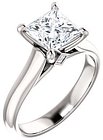 14K White 6.5x6.5 mm Square Accented Engagement Ring Mounting
