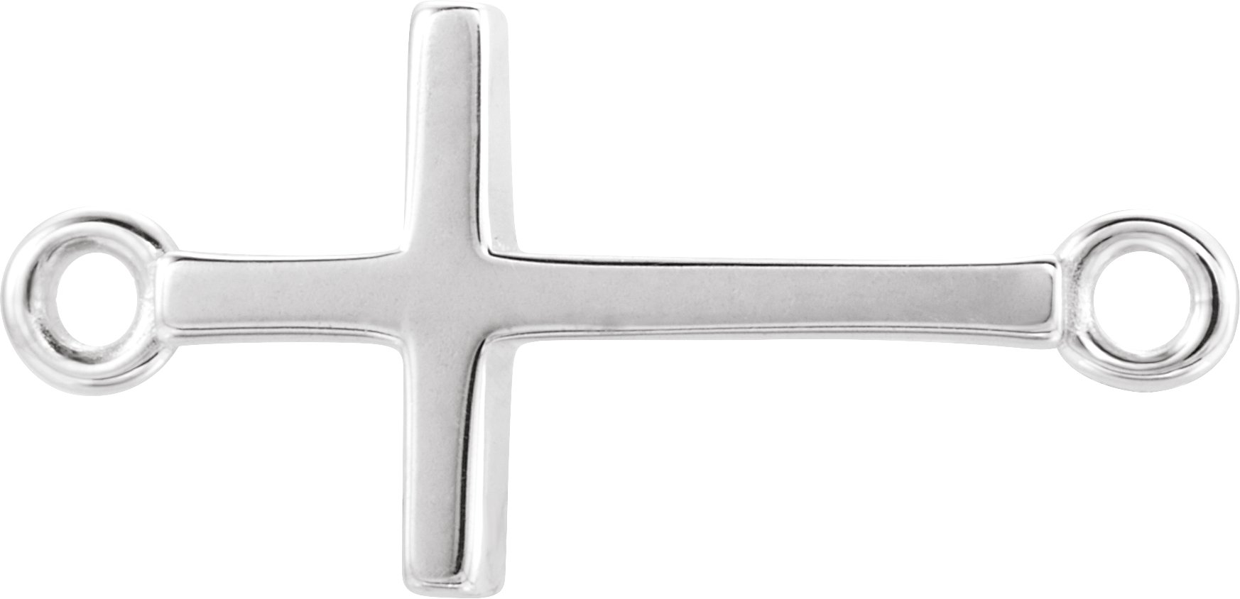 Platinum Off-Center Sideways Cross Necklace Center