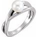 14K White Freshwater Cultured Pearl Solitaire Ring 