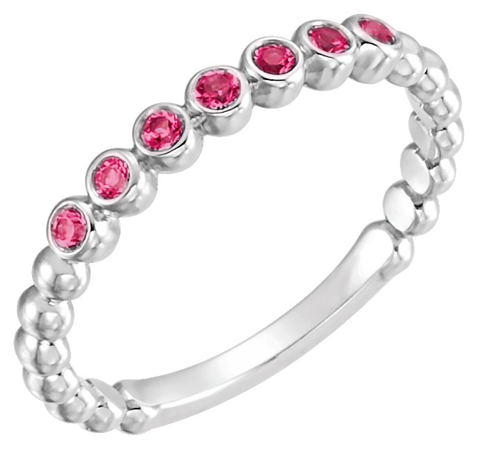 14K White Lab-Grown Ruby Stackable Ring  