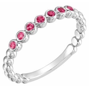 14K White Lab-Grown Ruby Stackable Ring  