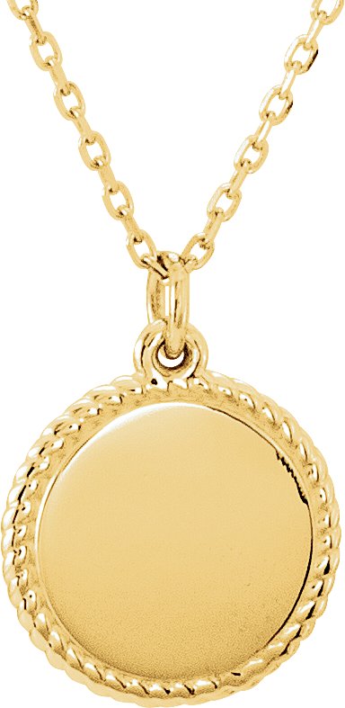 14K Yellow Engravable Round 16-18" Rope Necklace