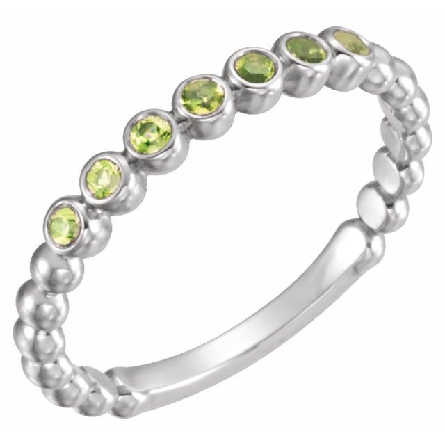 14K White Peridot Stackable Ring 