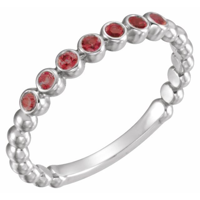 Sterling Silver Natural Mozambique Garnet Stackable Ring