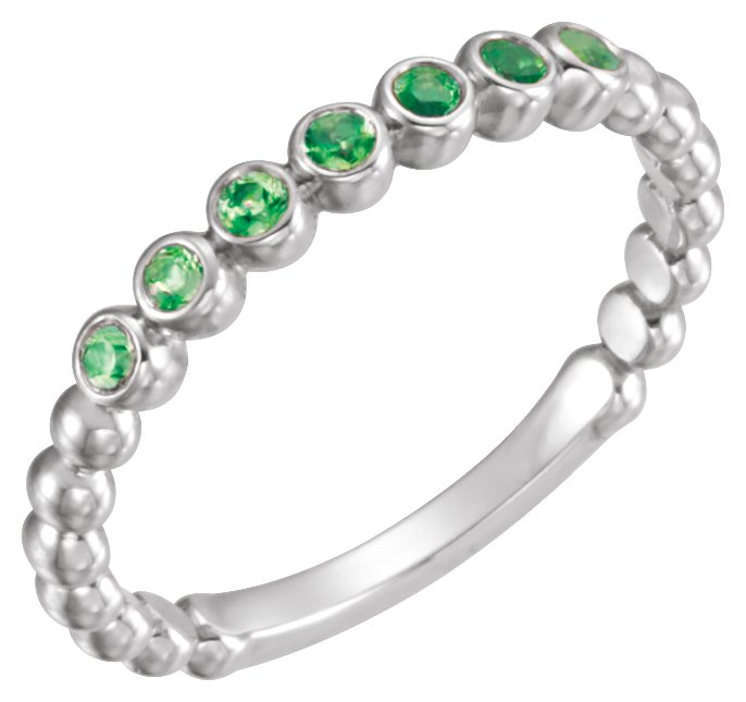 14K White Lab-Grown Emerald Stackable Ring