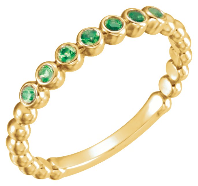 14K Yellow Natural Emerald Stackable Ring