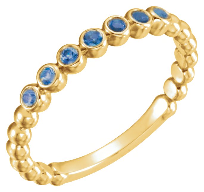 14K Yellow Natural Blue Sapphire Stackable Ring