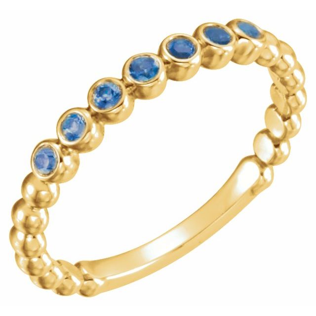 14K Yellow Natural Blue Sapphire Stackable Ring