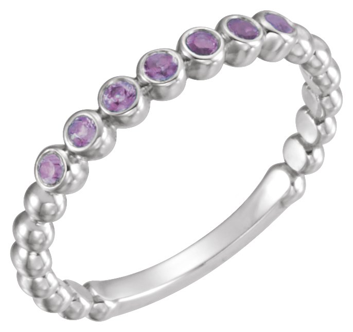 14K White Natural Alexandrite Stackable Ring