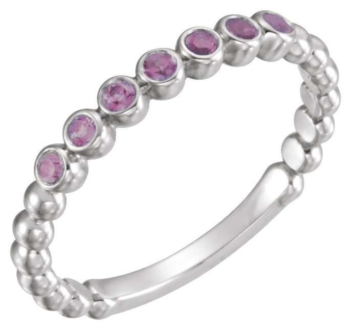 14K White Amethyst Stackable Ring