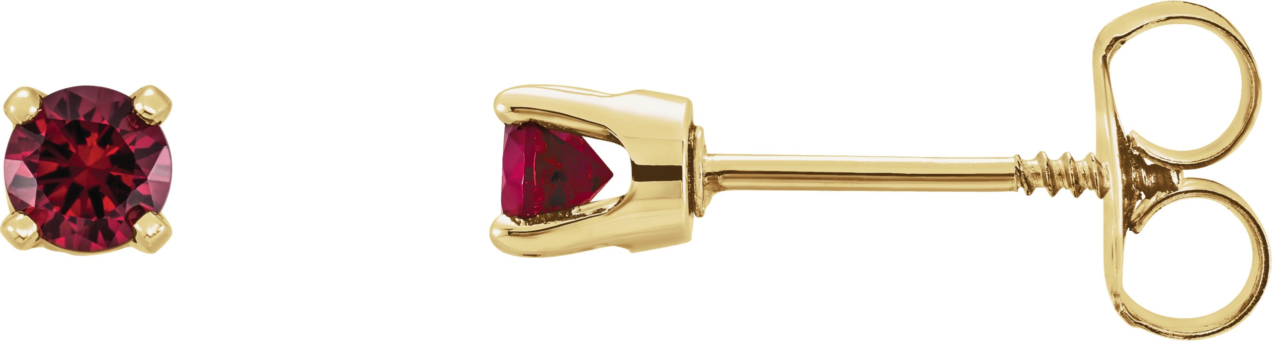 14K Yellow Natural Ruby Youth Earrings