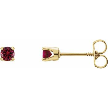 14K Yellow 3 mm Round Ruby Youth Birthstone Earrings Ref. 11874604