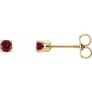 14K Yellow 3 mm Round Ruby Youth Birthstone Earrings