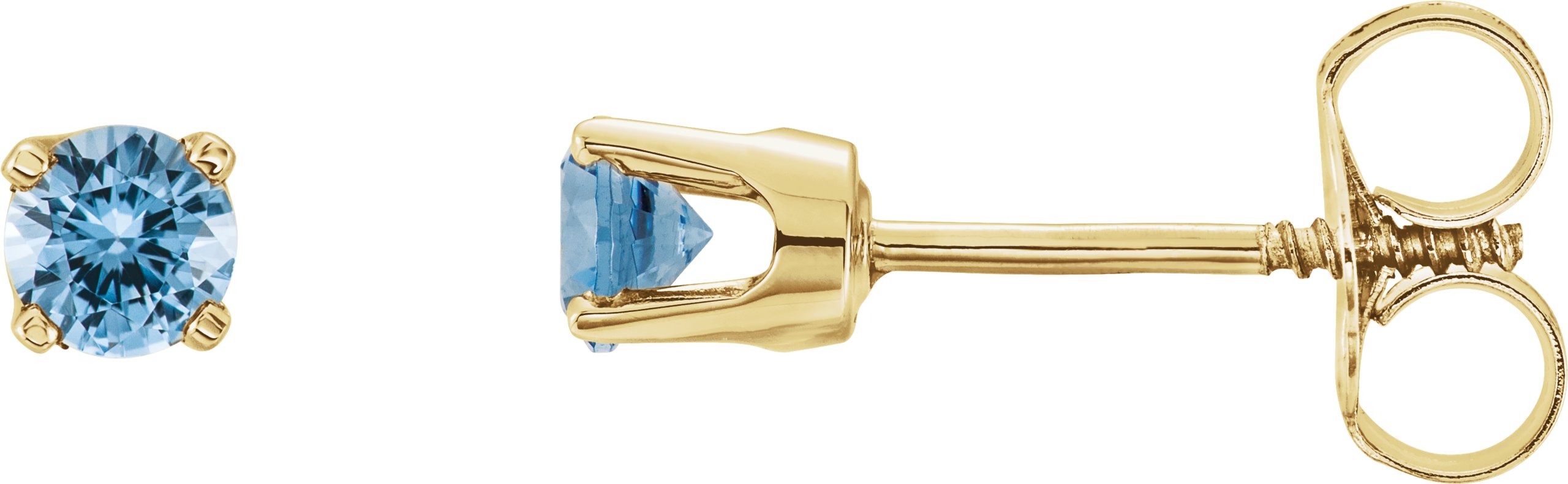 14K Yellow Imitation Aquamarine Youth Earrings