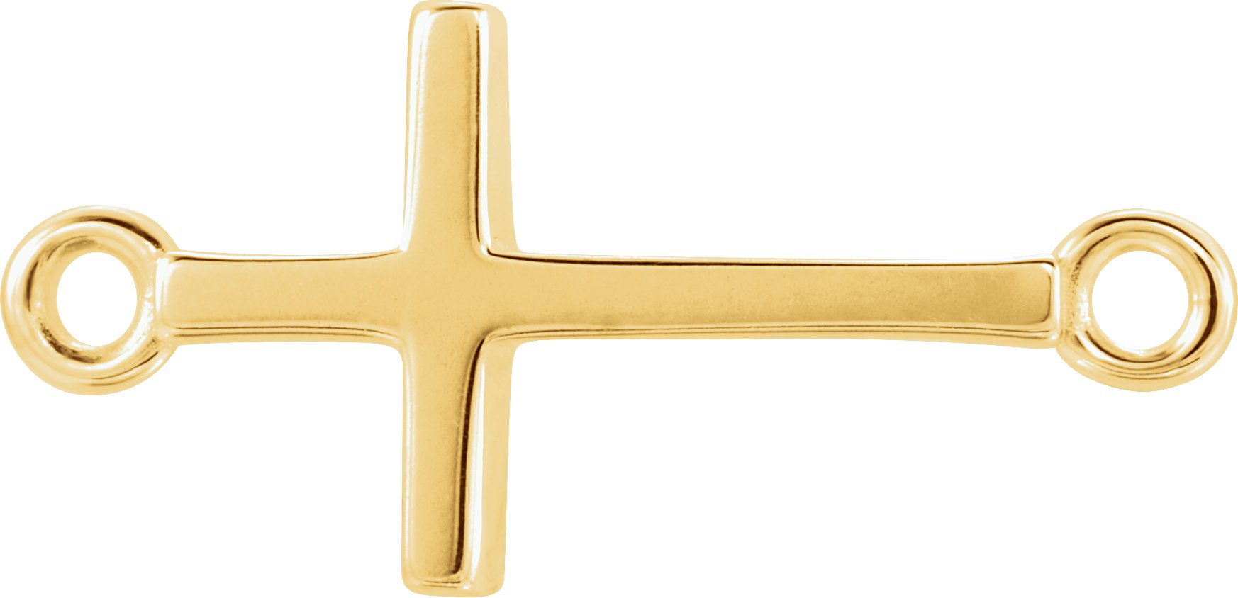 14K Yellow Off-Center Sideways Cross Necklace Center