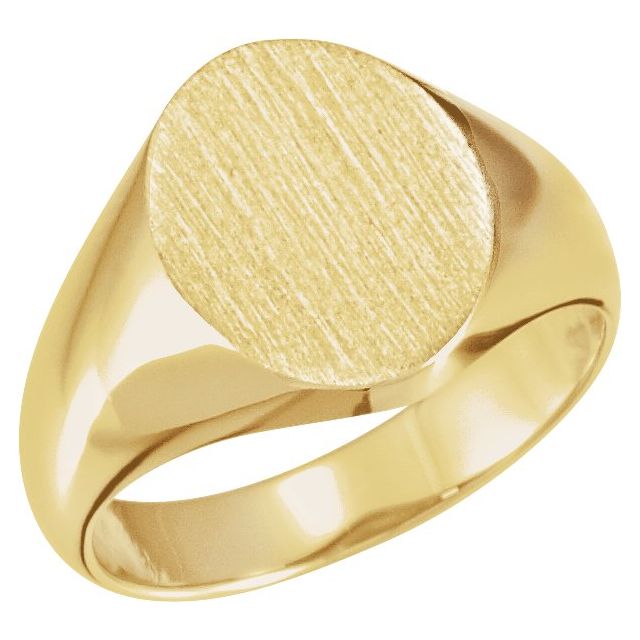 10K Yellow 12x10 mm Oval Signet Ring