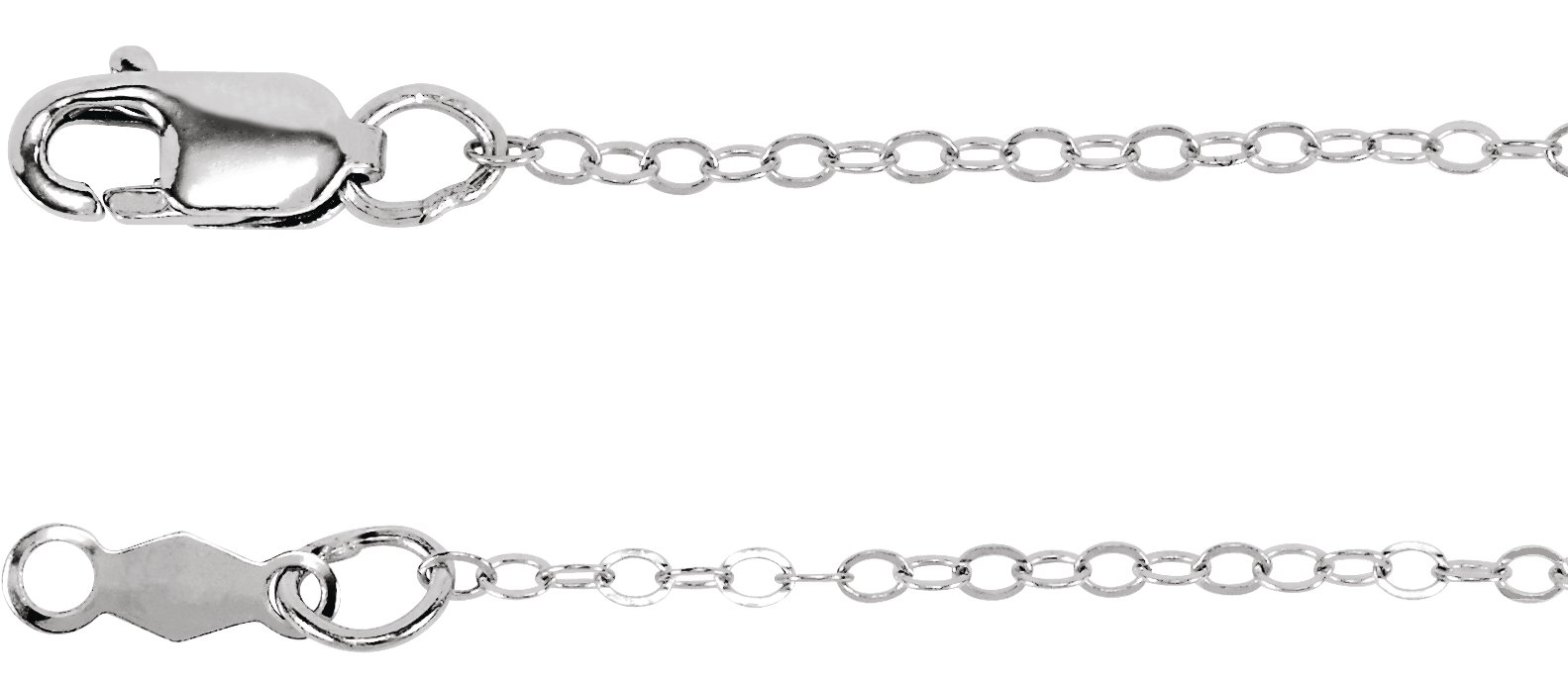 Rhodium-Plated Sterling Silver 1.3 mm Flat Cable 16" Chain