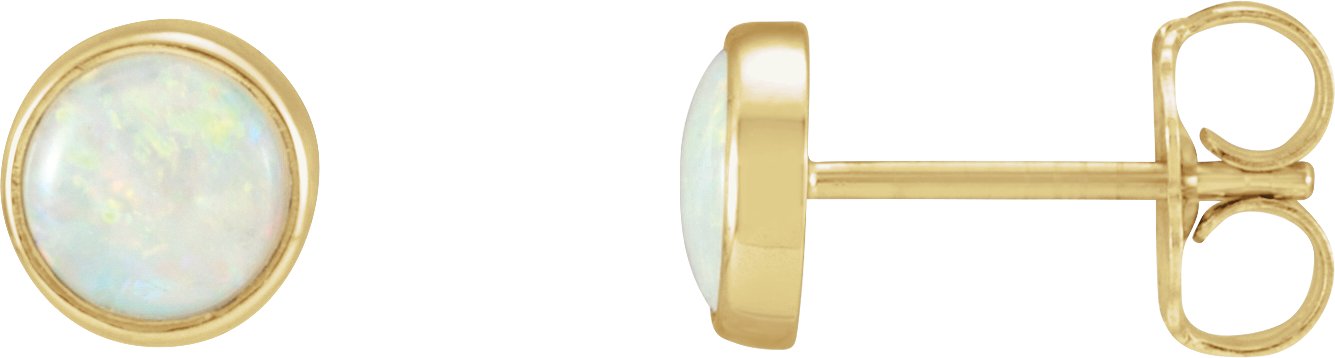 14K Yellow Natural Opal Earring